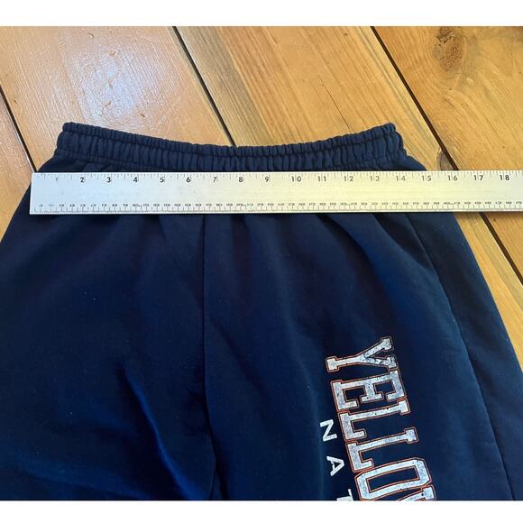 Yellow Stone National Park Sweat Pants. Drawstring. Medium. Navy. Fleece lined - Picture 5 of 5